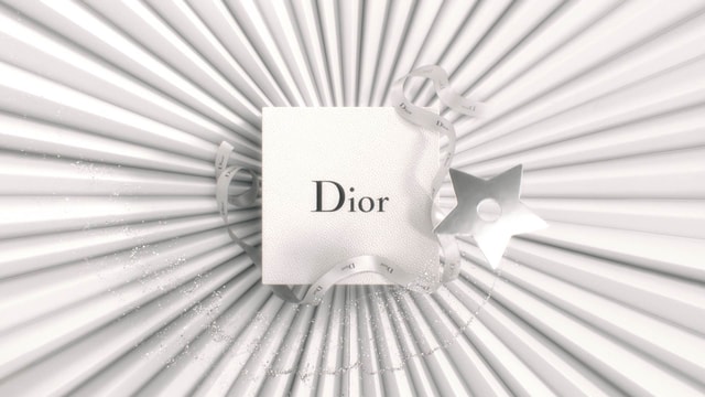 3D Dior gift box on top of paper art