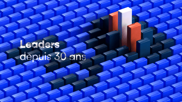 Colored 3D bars forming the number 30 with an isometric view