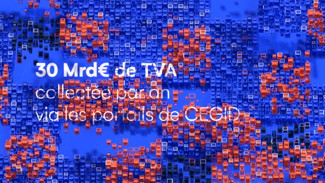 Abstract geometric design composed of hundred of colored 3D cubes