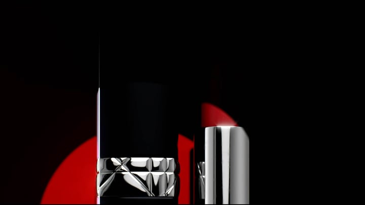 3D render of Dior Rouge Lipsticks under a light projector