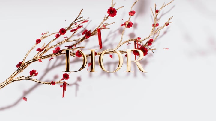 Chinese New Year 3D visual for Dior with a gold tree