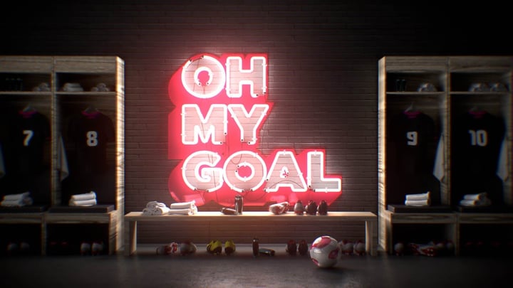 Animated 3D neons representing the Oh My Goal logo