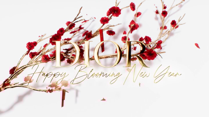 Chinese New Year 3D visual for Dior with a gold tree