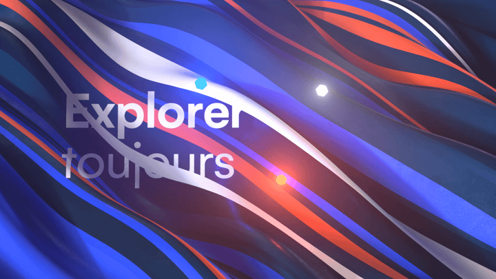 Abstract 3D background with multiple waves of colors for a motion design film