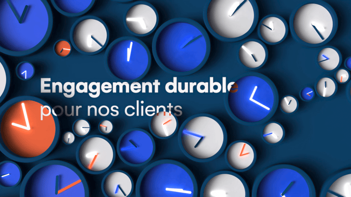 Multiple and colorful 3D clocks of various sizes for motion design