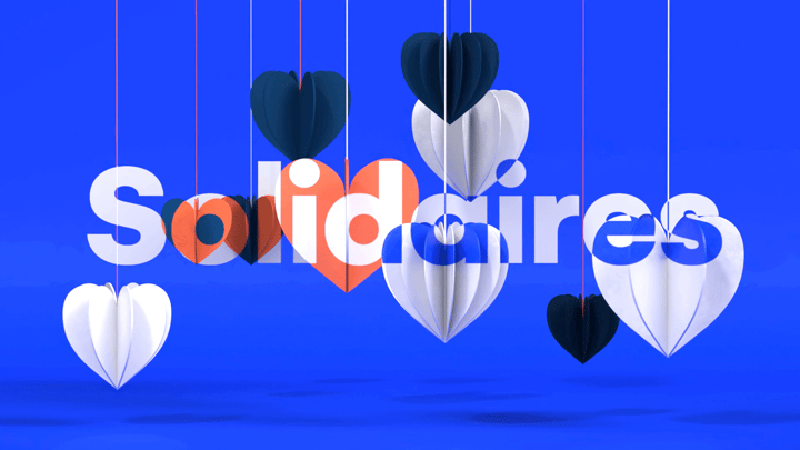 3D hearts in Paper hanging for a motion design film
