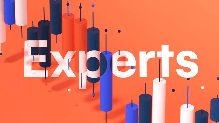 Orange 3D visual for Motion design with geometric and colorful shapes