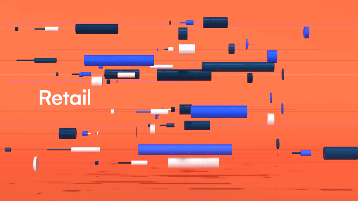 Orange 3D visual for Motion design with geometric and colorful shapes