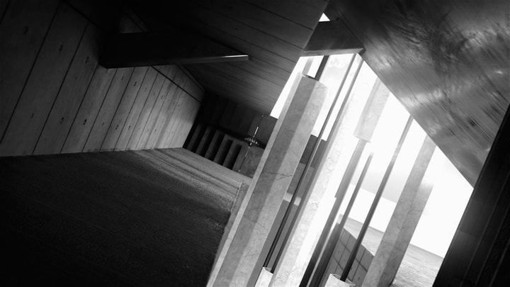 Abstract architectural scene with a strong light contrast
