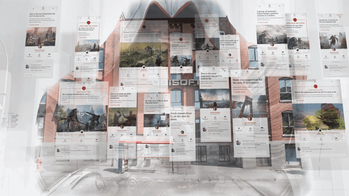 Stillframes from our Assassin's Creed Motion Design animation