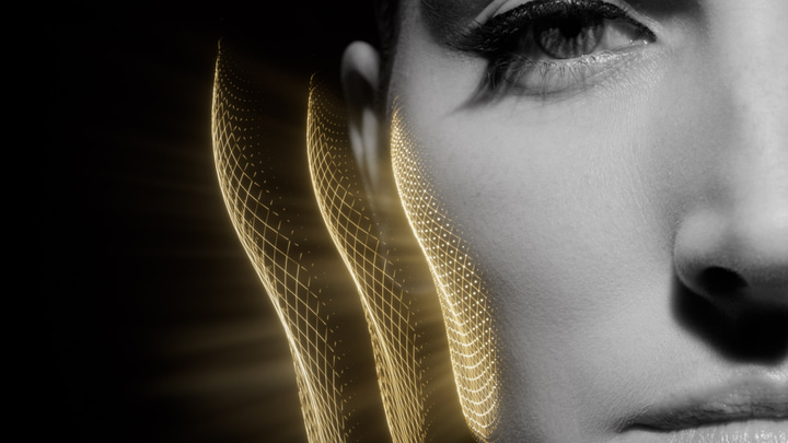 Biotech Gold - Maillage lumineux sur le visage