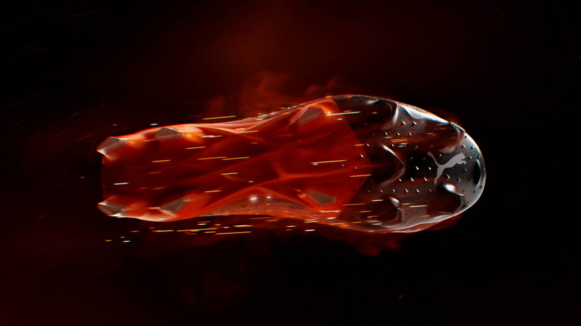 3D smoke simulation and particles on the soccer shoe sole