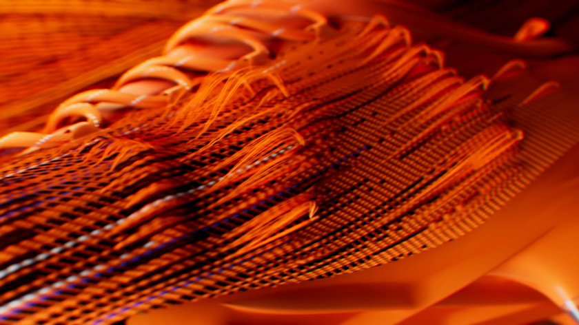 3D animation of shoe yarns with motion design techniques