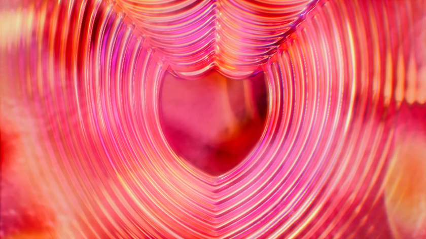3D motion design animation with luminescent audio waves