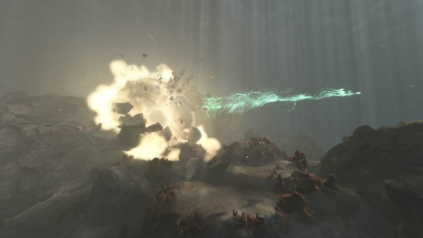 3D render of an underwater explosion simulated with Houdini