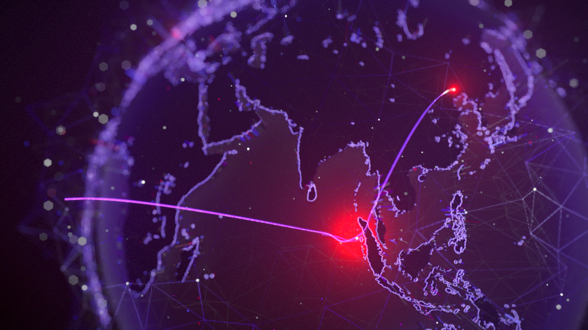 Stylized 3D Earth Globe made of particles and lines
