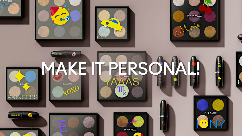 3D render of various MAC cosmetic products with customization variants