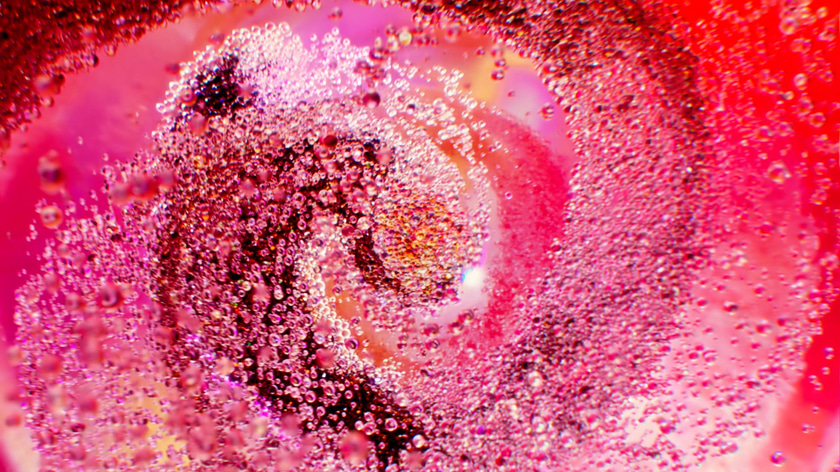 3D bubbles simulations inside a champagne bottle made with x-particles in cinema 4D