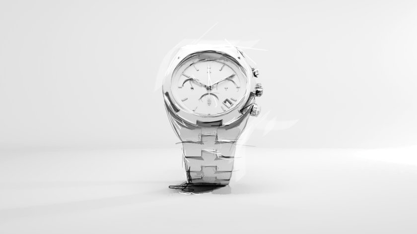 Storyboard illustration of our Vacheron Overseas watch animation