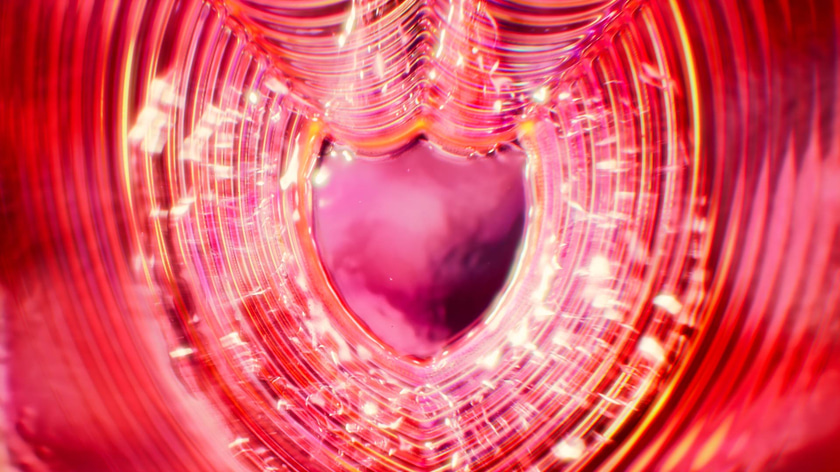 Luminescent audio waves and liquid simulation for a 3D motion design project