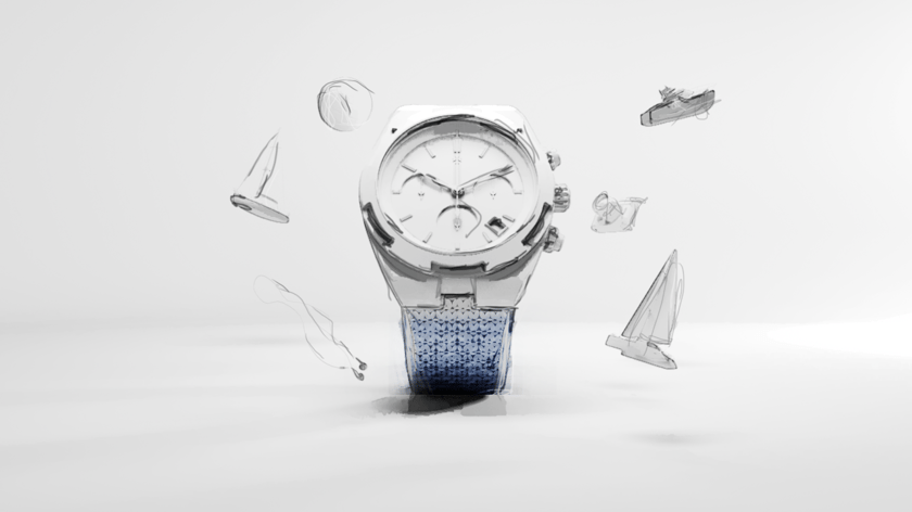 Storyboard illustration of our Vacheron Overseas watch animation