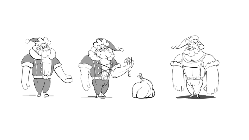 Character Design sketch of various Santa Claus