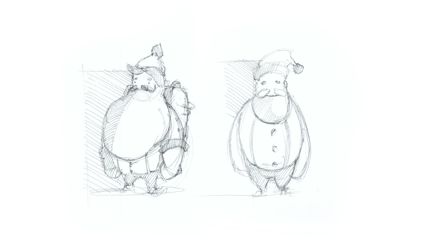 Character Design sketch of various Santa Claus