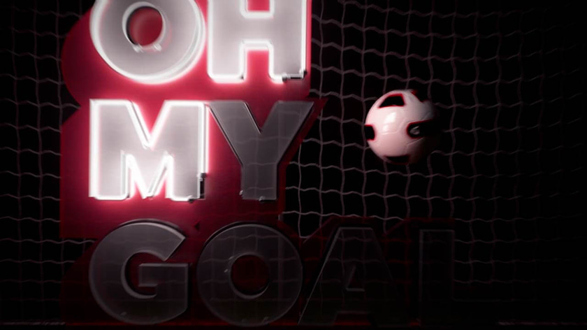 Animated 3D neons representing the Oh My Goal logo