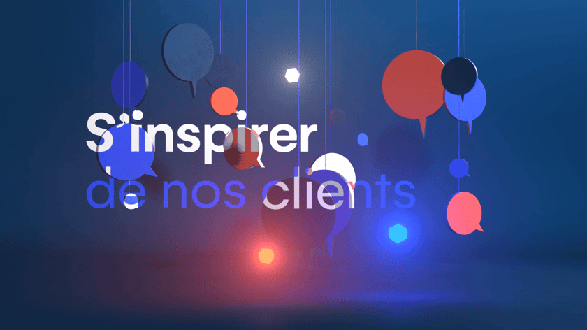 3D chat bubble icons hanging with flying luminous spheres for a motion design film