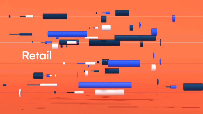 Orange 3D visual for Motion design with geometric and colorful shapes