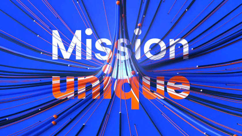 abstract colored 3D splines converving for a unique mission