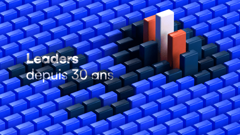 Colored 3D bars forming the number 30 with an isometric view