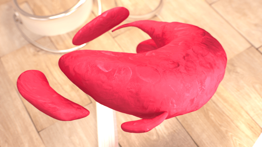 Close-up shot of our 3D plasticine material made with Arnold in Cinema 4D