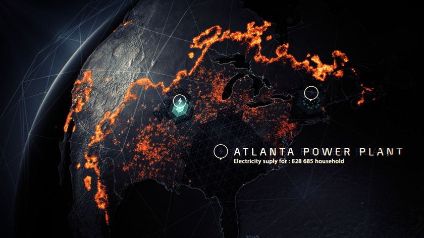 3D simulation of luminous particles spreading over the world for a motion design film
