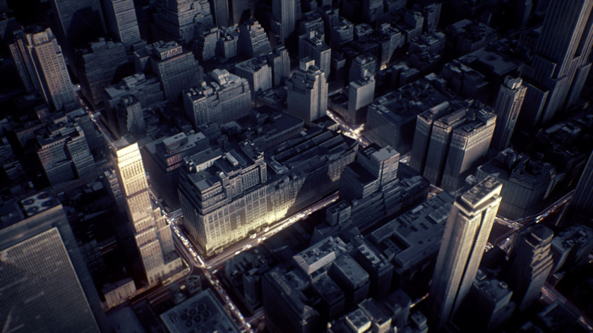 3D render of an aerial shot of New York City
